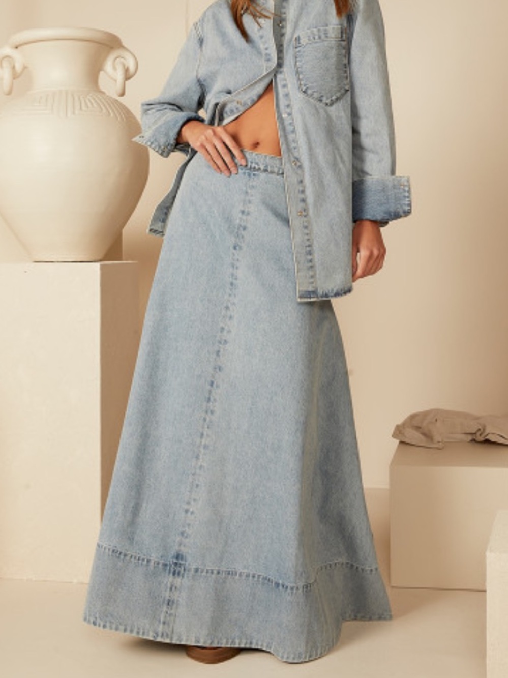 Bohemian Traders denim circle skirt